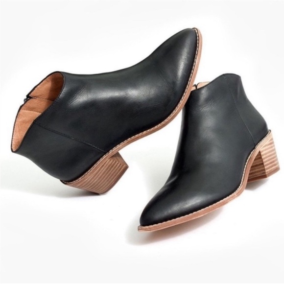 MADEWELL Justine Ankle Boots Black Leather Pointed Toe 8 - Picture 2 of 7